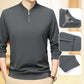 Men’s Solid Zipper V-Neck Long Sleeve Tops