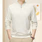 Men’s Solid Zipper V-Neck Long Sleeve Tops