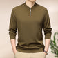 Men’s Solid Zipper V-Neck Long Sleeve Tops