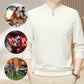 Men’s Solid Zipper V-Neck Long Sleeve Tops