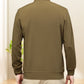 Men’s Solid Zipper V-Neck Long Sleeve Tops