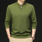 Men’s Solid Zipper V-Neck Long Sleeve Tops