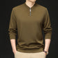 Men’s Solid Zipper V-Neck Long Sleeve Tops