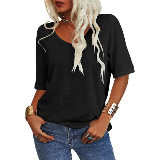 🔥This week's special price £14.99🔥Women's Solid Color V-Neck T-shirt