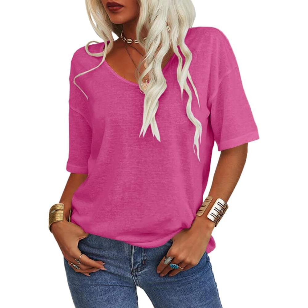 🔥This week's special price £14.99🔥Women's Solid Color V-Neck T-shirt