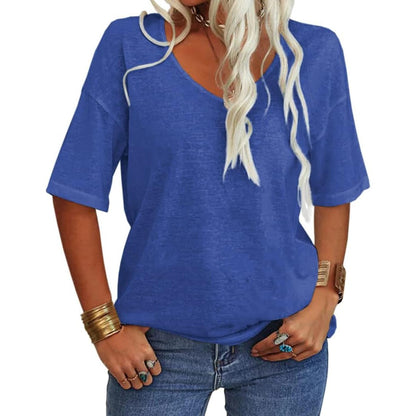 🔥This week's special price £14.99🔥Women's Solid Color V-Neck T-shirt