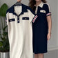 Ladies Casual Fashion Lapel Short Sleeve Dress