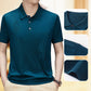 Men's Casual Breathable Smooth Fabric Lapel Short Sleeve T-Shirt