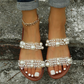 Women's Slip On Pearl Strap Flat Sandals