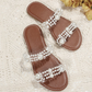 Women's Slip On Pearl Strap Flat Sandals