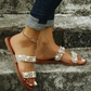 Women's Slip On Pearl Strap Flat Sandals