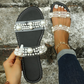 Women's Slip On Pearl Strap Flat Sandals