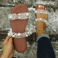 Women's Slip On Pearl Strap Flat Sandals