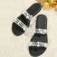 Women's Slip On Pearl Strap Flat Sandals