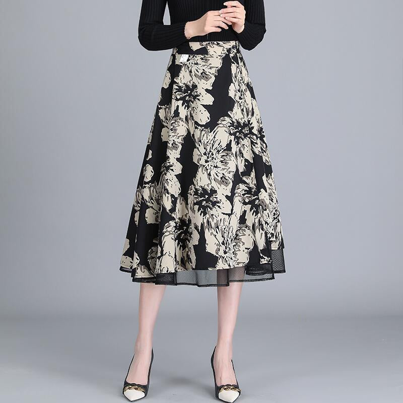 Women's Floral Mesh Reversible One-Piece Wrap Skirt