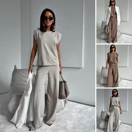 🎉Hot Sale 49% OFF🎉Women’s 2-Piece T-Shirt & Wide Leg Dress Pants Set👗