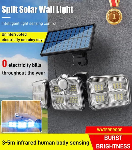 Driekoppige wandlamp op zonne-energie