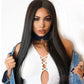 Lijmloze synthetische lace front pruik, direct klaar voor gebruik, voorgeplukt, voorgeknipt, steil, levendig, zelfgroeiend, strakke haarlijn met kleine knoopjes, hittebestendige vezels, natuurlijke pruik, geen lijm nodig.
