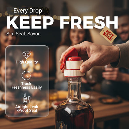 ⏳50% korting voor een beperkte tijd⏰WINE PRESS WINE STOPPER - Hermetische afsluiting met datumindicator, gemakkelijk te gebruiken en te verwijderen, houdt wijn meerdere dagen vers, ideaal voor thuis en als cadeau 🗓️🎁