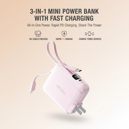 3-in-1 mini-powerbank met snel opladen