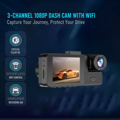 3-kanaals 1080p dashcam met wifi