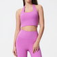 Dames sporttop met effen, uitneembare borstpads, casual, comfortabel en duurzaam, haltertop voor yoga, fitness en workouts, dames sportkleding voor alle seizoenen.