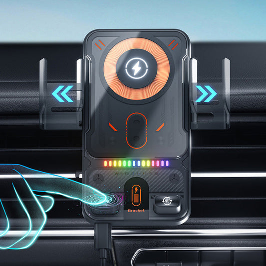 Slimme 2-in-1 telefoonhouder voor in de auto met draaifunctie en draadloze oplader