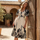 👗 Zachte Midi Jurk met Botanische Print & V-Hals – Licht, Elegant & Makkelijk te Dragen | Nu 52% KORTING | Maten S t/m 5XL! 🌸✨