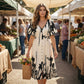 👗 Zachte Midi Jurk met Botanische Print & V-Hals – Licht, Elegant & Makkelijk te Dragen | Nu 52% KORTING | Maten S t/m 5XL! 🌸✨
