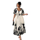 👗 Zachte Midi Jurk met Botanische Print & V-Hals – Licht, Elegant & Makkelijk te Dragen | Nu 52% KORTING | Maten S t/m 5XL! 🌸✨