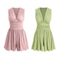👗 Mouwloze jumpsuit met V-hals en geplooide taille voor dames