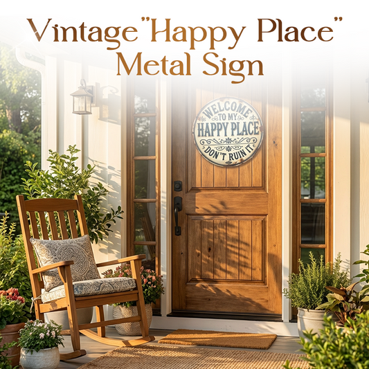 Vintage metalen bord met de tekst "Happy Place".