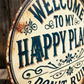 Vintage metalen bord met de tekst "Happy Place".