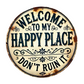 Vintage metalen bord met de tekst "Happy Place".