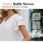 Damesblouse van chiffon met ruchesmouwen en V-hals