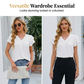 Damesblouse van chiffon met ruchesmouwen en V-hals