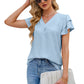 Damesblouse van chiffon met ruchesmouwen en V-hals