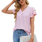 Damesblouse van chiffon met ruchesmouwen en V-hals