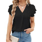Damesblouse van chiffon met ruchesmouwen en V-hals