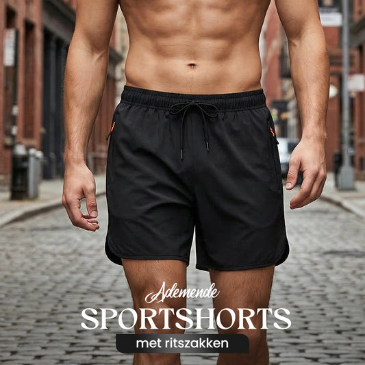 Ademende sportshorts met ritszakken