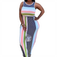 Mouwloze gestreepte bodycon maxi-jurk voor dames