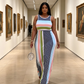 Mouwloze gestreepte bodycon maxi-jurk voor dames