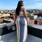 Mouwloze gestreepte bodycon maxi-jurk voor dames