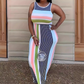 Mouwloze gestreepte bodycon maxi-jurk voor dames
