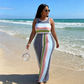 Mouwloze gestreepte bodycon maxi-jurk voor dames