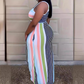 Mouwloze gestreepte bodycon maxi-jurk voor dames
