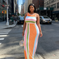 Mouwloze gestreepte bodycon maxi-jurk voor dames