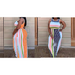 Mouwloze gestreepte bodycon maxi-jurk voor dames