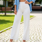 ⏰🎁Dames Effen Kleur Casual Broek met Wijde Pijpen