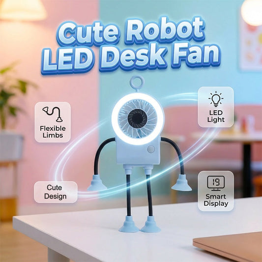 Flexibele robotbureauventilator met LED-verlichting
